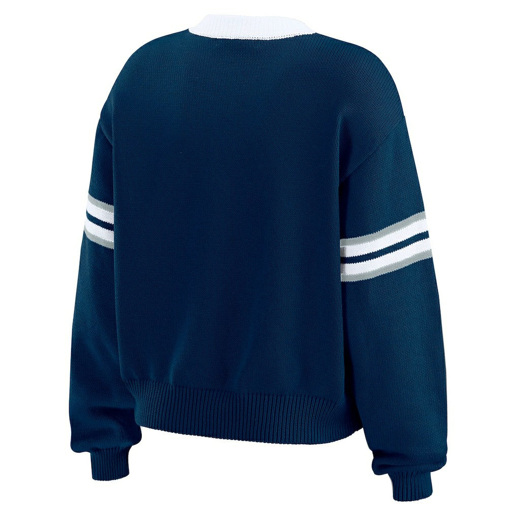 Dallas Cowboys WEAR by Erin Andrews Women's Lace-Up Pullover Sweatshirt Navy