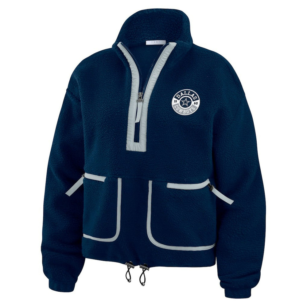 Dallas Cowboys WEAR by Erin Andrews Women's Polar Fleece Half-Zip Jacket Navy