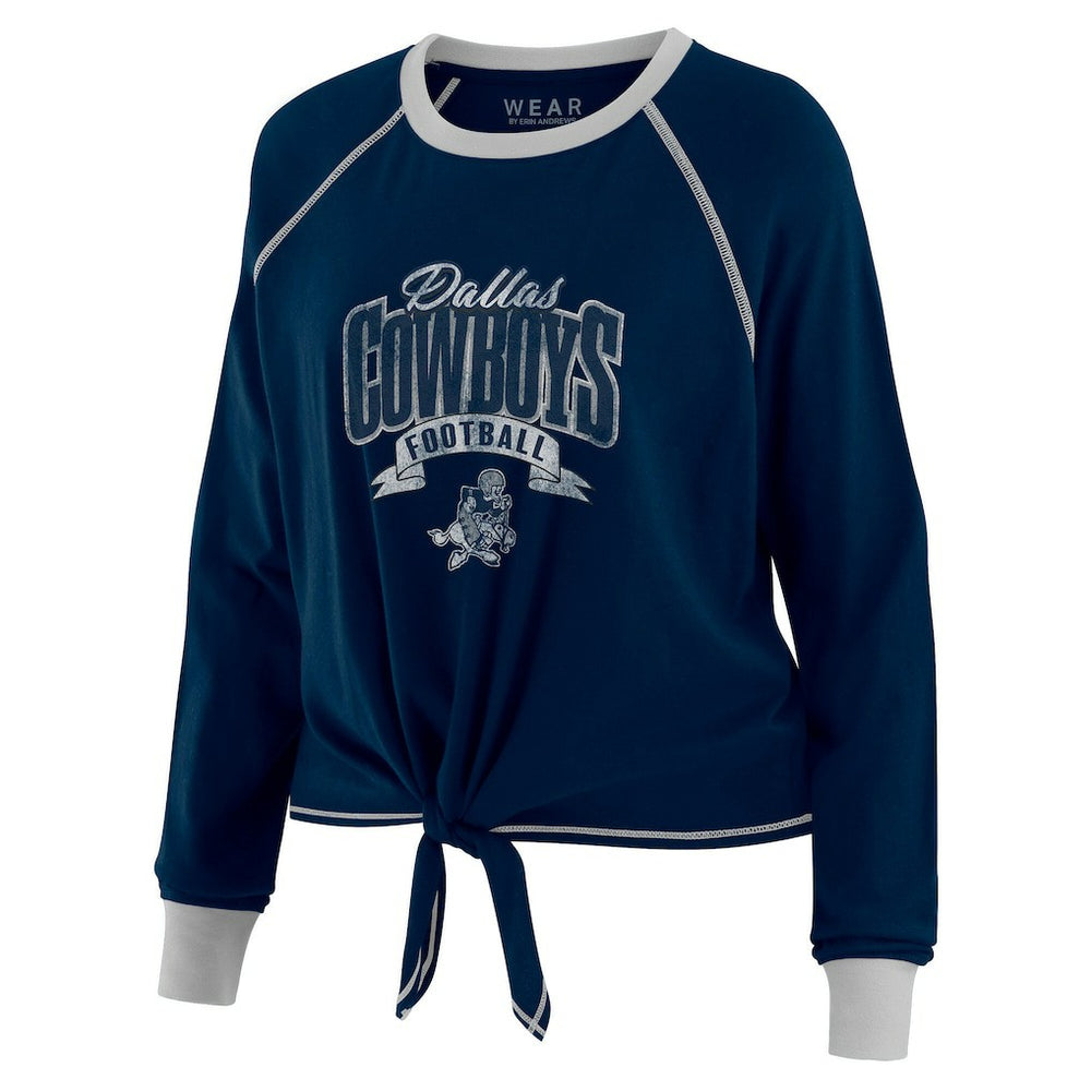 Dallas Cowboys WEAR by Erin Andrews Women's Tie-Front Long Sleeve Top Navy/