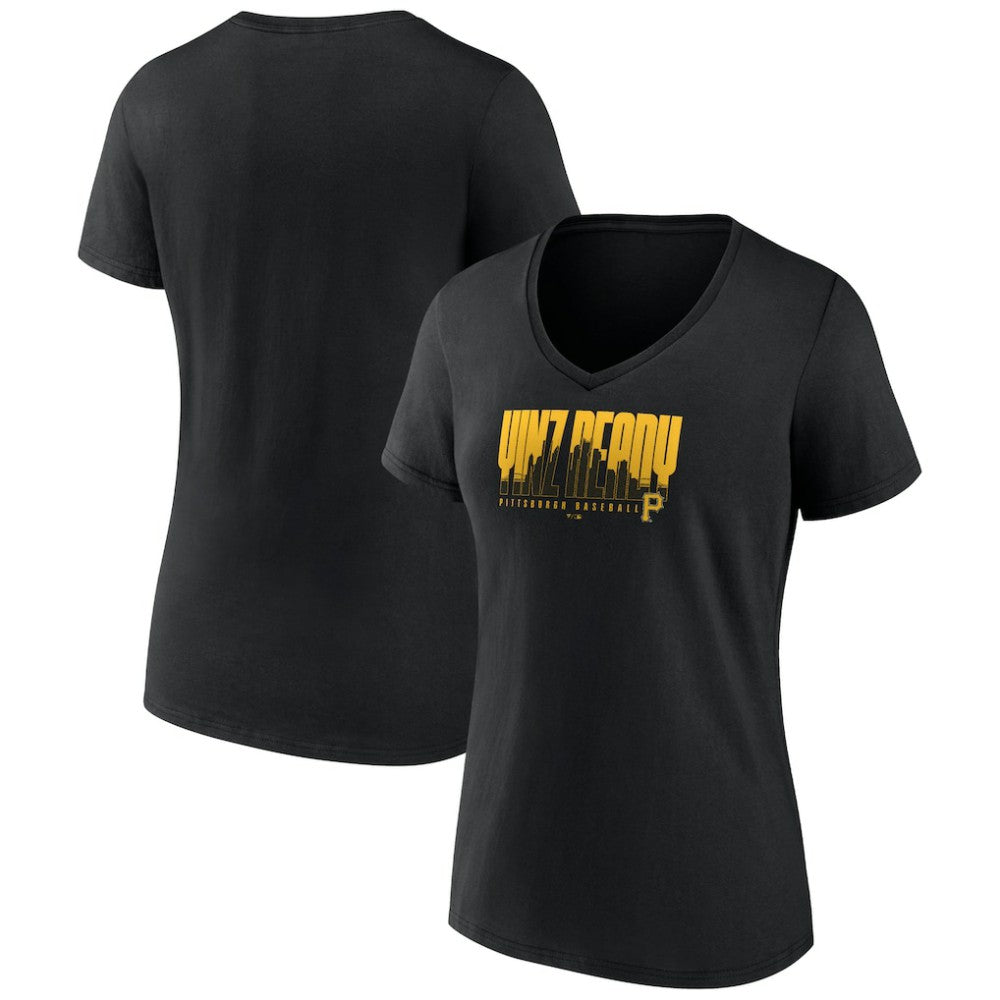 Pittsburgh Pirates Fanatics Women's Yinz Ready V-Neck T-Shirt - Black - Fanatics Online