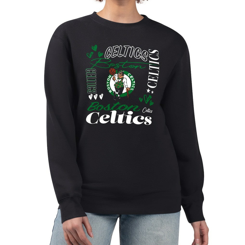 Boston Celtics G-III 4Her by Carl Banks Women's Collage Team Graphic Fleece Pullover Sweatshirt Black