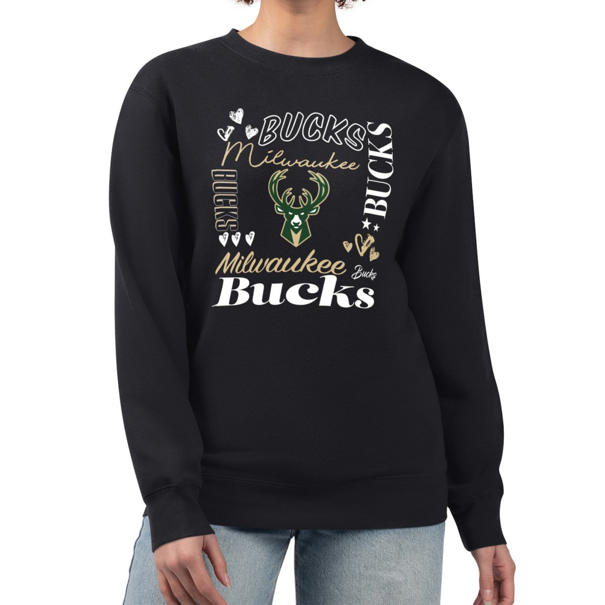 Milwaukee Bucks G-III 4Her by Carl Banks Women's Collage Team Graphic Fleece Pullover Sweatshirt Black