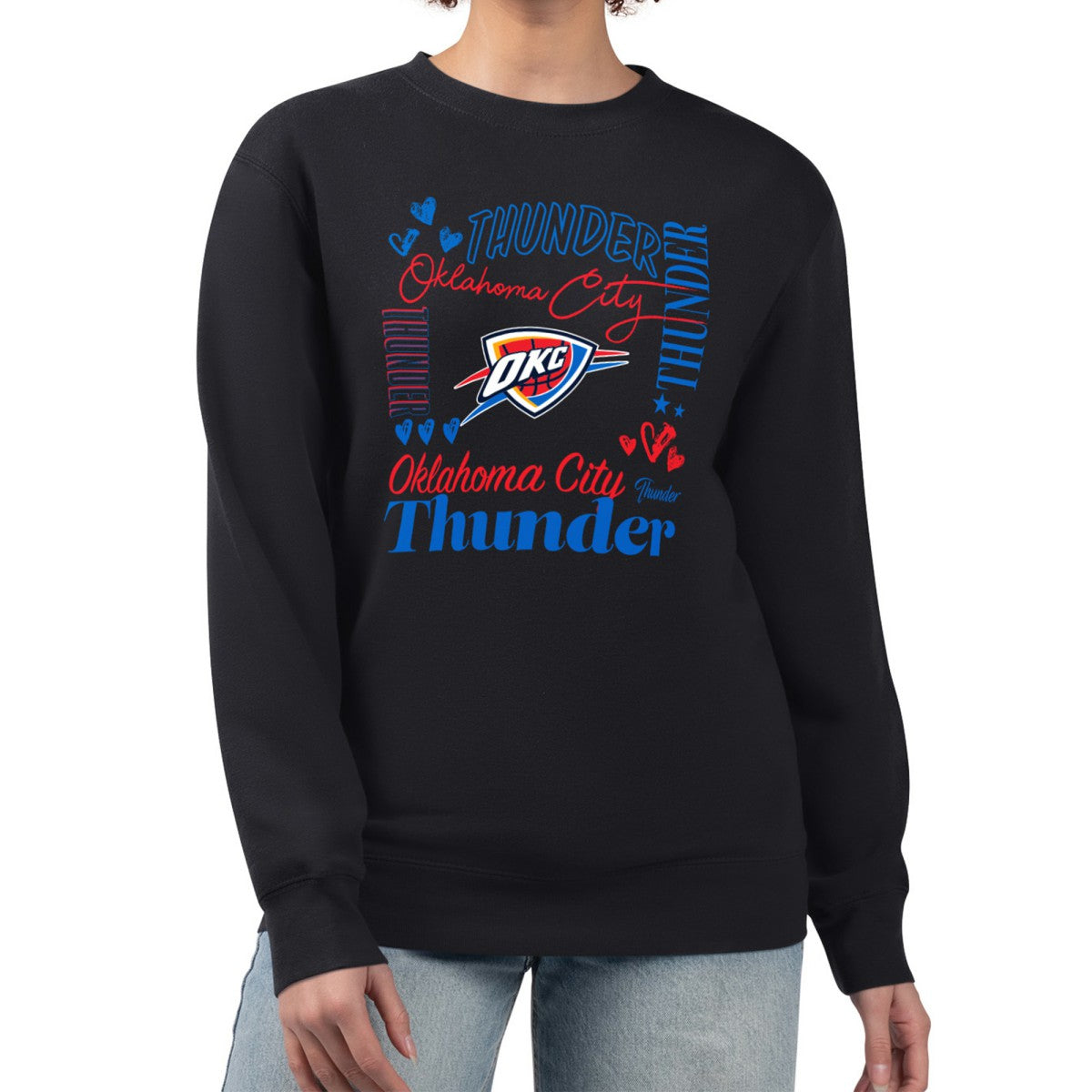 Oklahoma City Thunder G-III 4Her by Carl Banks Women's Collage Team Graphic Fleece Pullover Sweatshirt Black