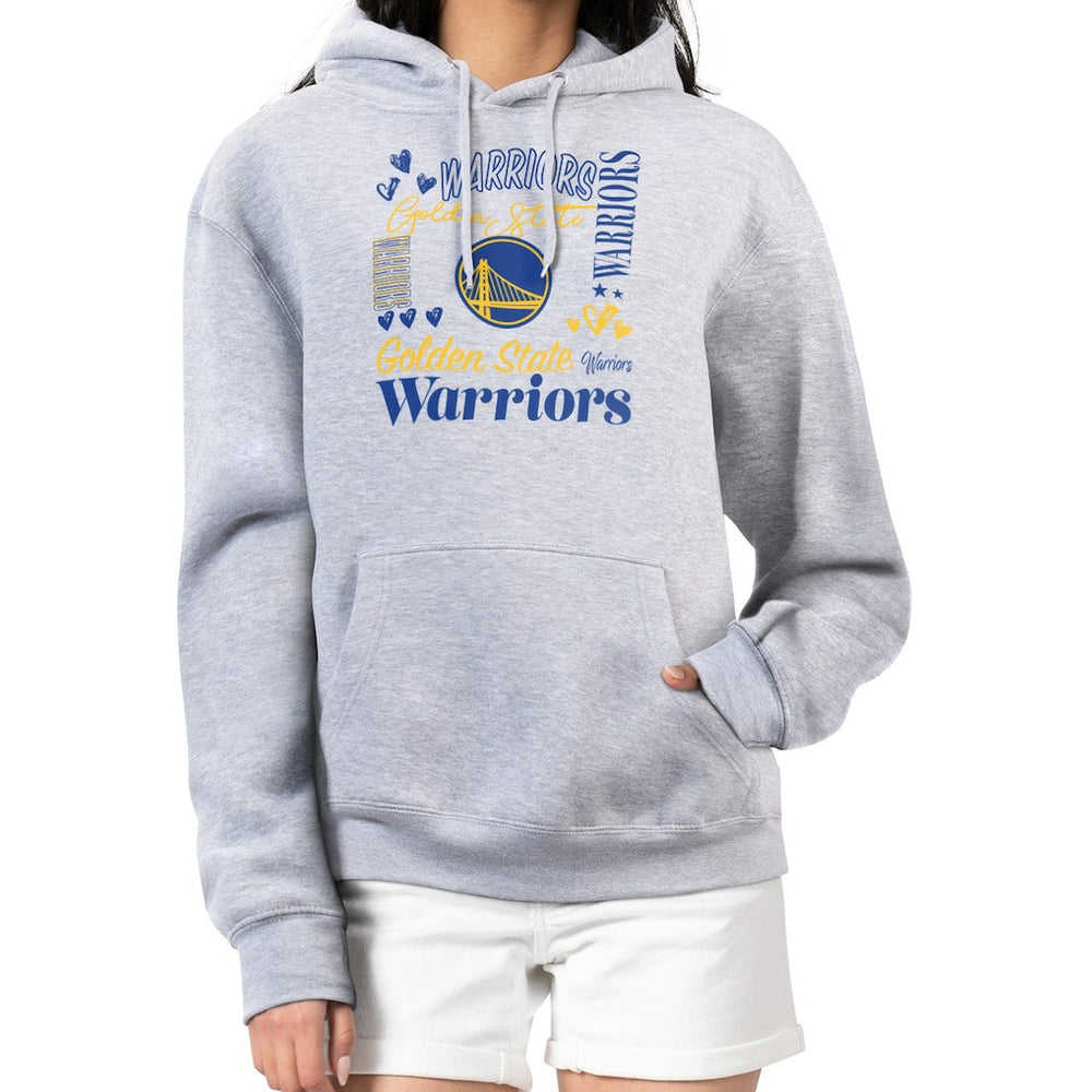 Golden State Warriors G-III 4Her by Carl Banks Women's Team Collage Graphic Fleece Pullover Hoodie Heather Gray