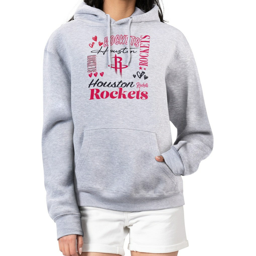 Houston Rockets G-III 4Her by Carl Banks Women's Team Collage Graphic Fleece Pullover Hoodie Heather Gray