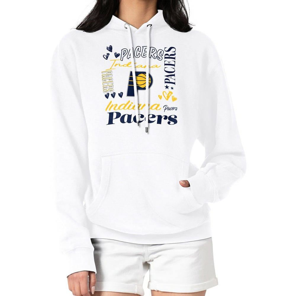 Indiana Pacers G-III 4Her by Carl Banks Women's Team Collage Graphic Fleece Pullover Hoodie White