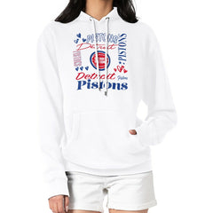 Detroit Pistons G-III 4Her by Carl Banks Women's Team Collage Graphic Fleece Pullover Hoodie White
