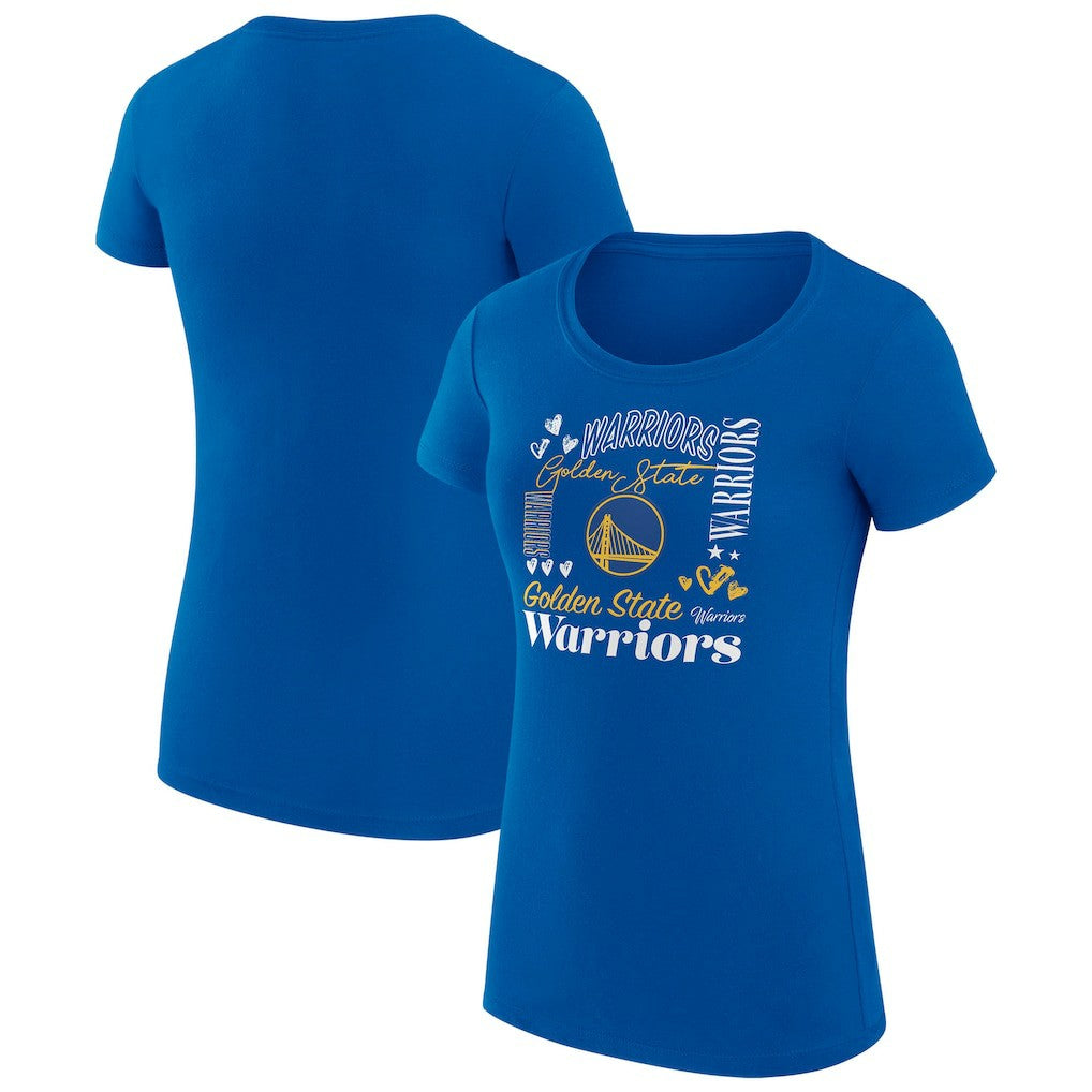 Golden State Warriors G-III 4Her by Carl Banks Women's Super-Slim Fit Lightweight Team Name Collage Graphic T-Shirt Royal