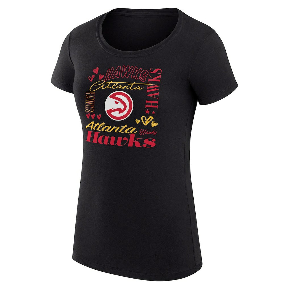 Atlanta Hawks G-III 4Her by Carl Banks Women's Super-Slim Fit Lightweight Team Name Collage Graphic T-Shirt Black