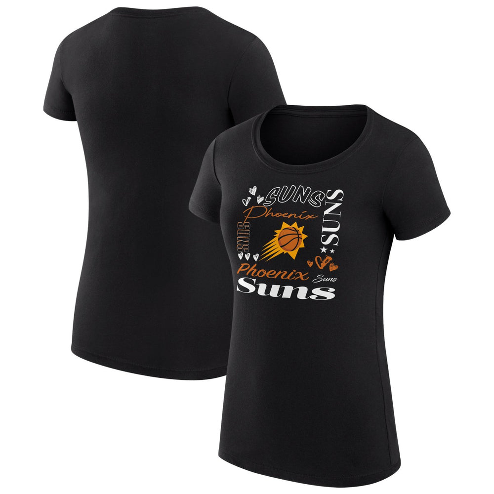 Phoenix Suns G-III 4Her by Carl Banks Women's Super-Slim Fit Lightweight Team Name Collage Graphic T-Shirt Black