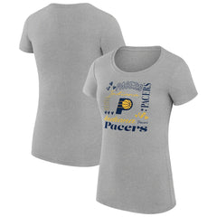 Indiana Pacers G-III 4Her by Carl Banks Women's Super-Slim Fit Lightweight Team Name Collage Graphic T-Shirt Heather Gray