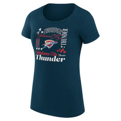 Oklahoma City Thunder G-III 4Her by Carl Banks Women's Super-Slim Fit Lightweight Team Name Collage Graphic T-Shirt Navy