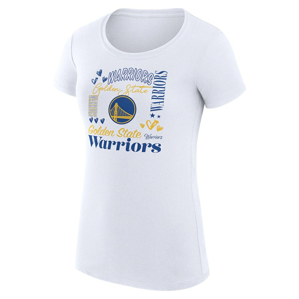 Golden State Warriors G-III 4Her by Carl Banks Women's Super-Slim Fit Lightweight Team Name Collage Graphic T-Shirt White