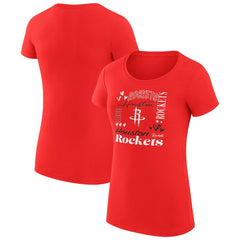 Houston Rockets G-III 4Her by Carl Banks Women's Super-Slim Fit Lightweight Team Name Collage Graphic T-Shirt Red