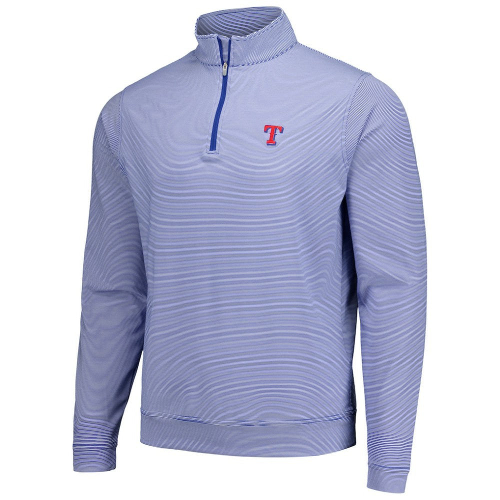 Texas Rangers Peter Millar Perth Sugar Stripe Performance Quarter-Zip Top - Royal - MLB Discount