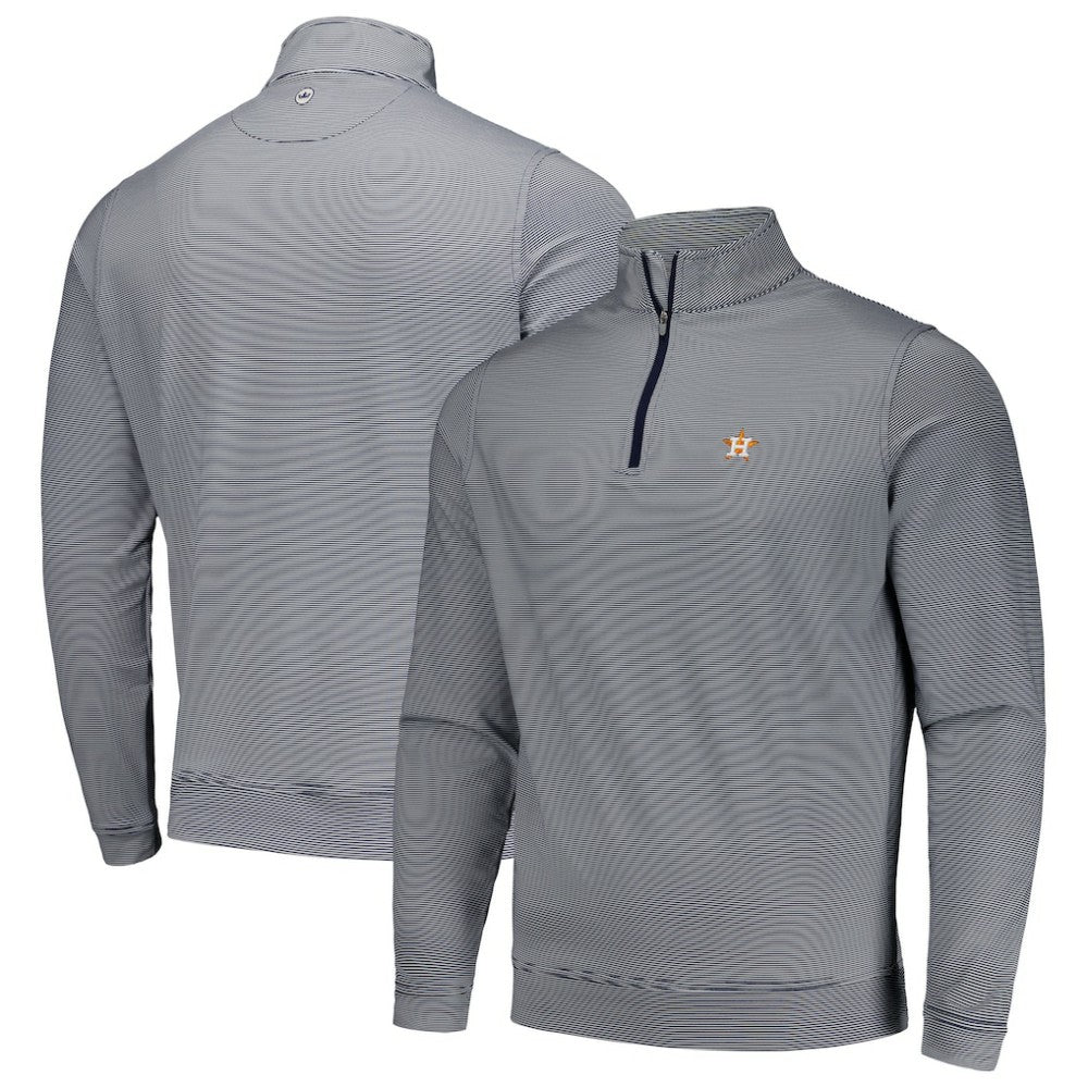 Houston Astros Peter Millar Perth Sugar Stripe Performance Quarter-Zip Top - Navy - MLB Online