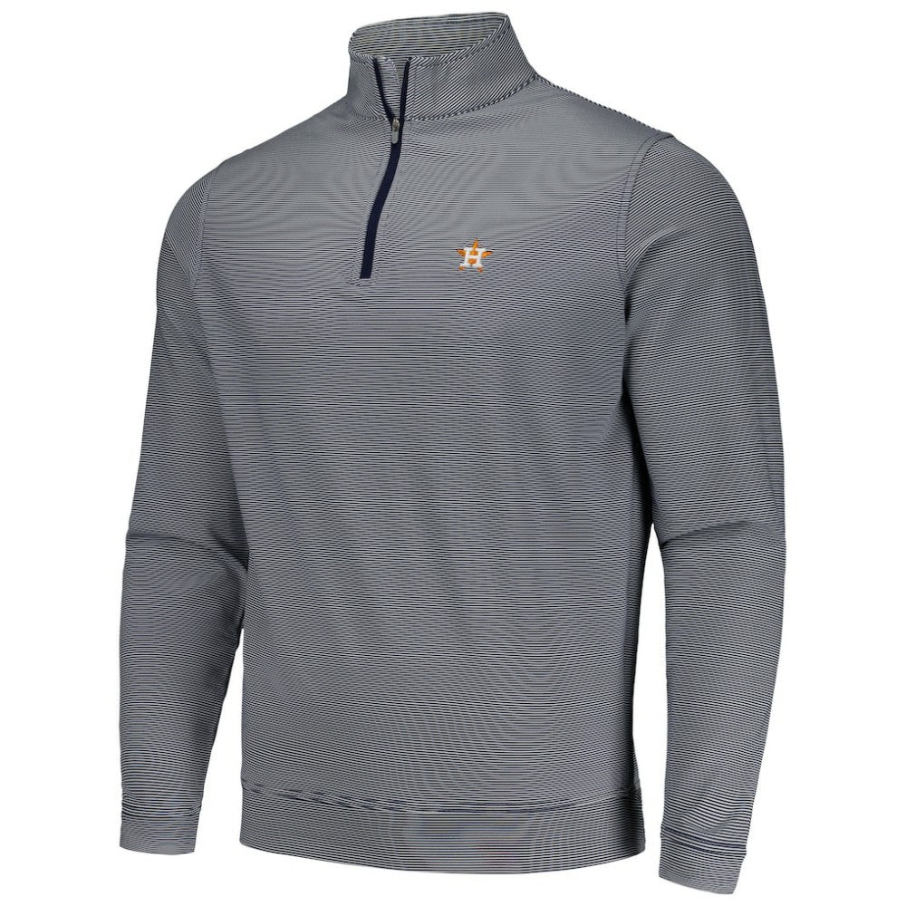 Houston Astros Peter Millar Perth Sugar Stripe Performance Quarter-Zip Top - Navy - MLB Online