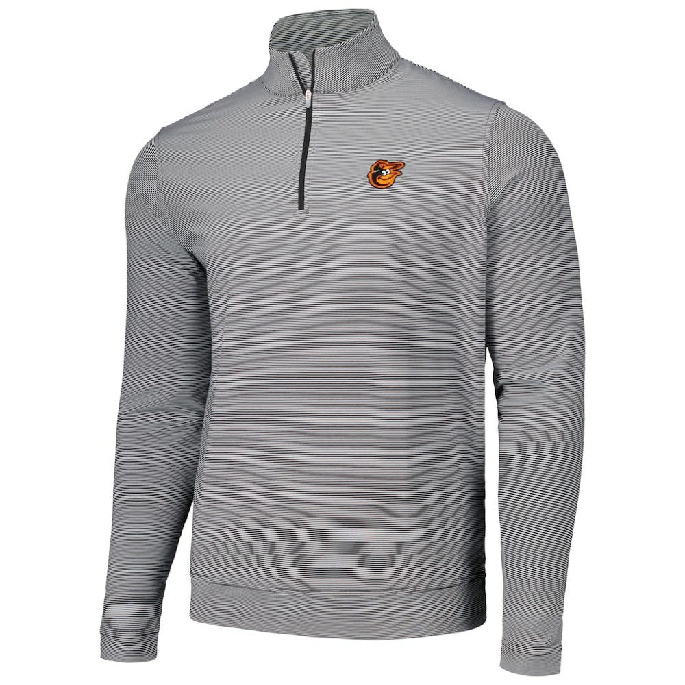 Baltimore Orioles Peter Millar Perth Sugar Stripe Performance Quarter-Zip Top - Black - MLB on Sale