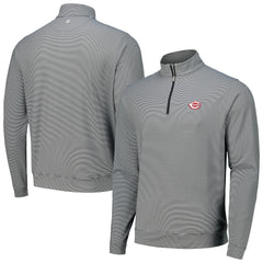 Cincinnati Reds Peter Millar Perth Sugar Stripe Performance Quarter-Zip Top - Black - MLB Discount