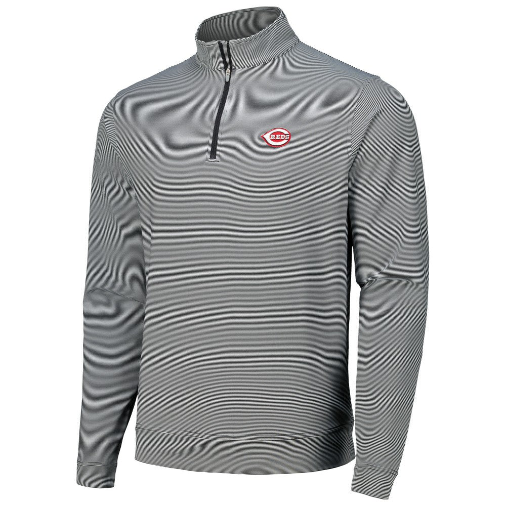 Cincinnati Reds Peter Millar Perth Sugar Stripe Performance Quarter-Zip Top - Black - MLB Discount