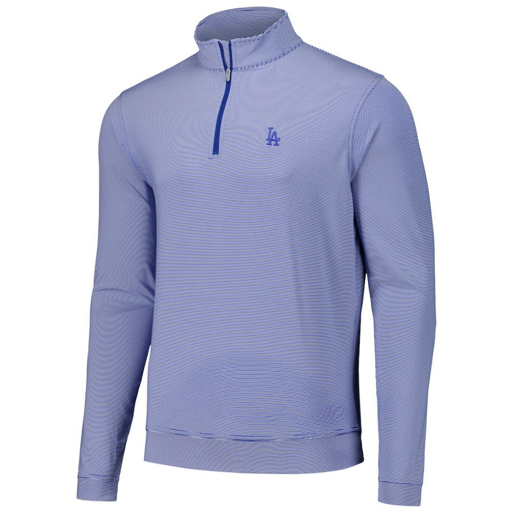 Los Angeles Dodgers Peter Millar Perth Sugar Stripe Performance Quarter-Zip Top - Royal - MLB on Sale