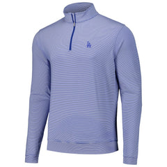 Los Angeles Dodgers Peter Millar Perth Sugar Stripe Performance Quarter-Zip Top - Royal - MLB on Sale