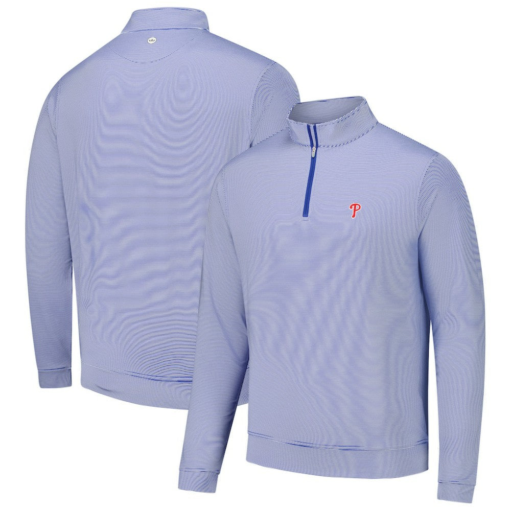 Philadelphia Phillies Peter Millar Perth Sugar Stripe Performance Quarter-Zip Top - Royal - MLB Online