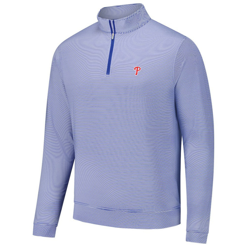 Philadelphia Phillies Peter Millar Perth Sugar Stripe Performance Quarter-Zip Top - Royal - MLB Online