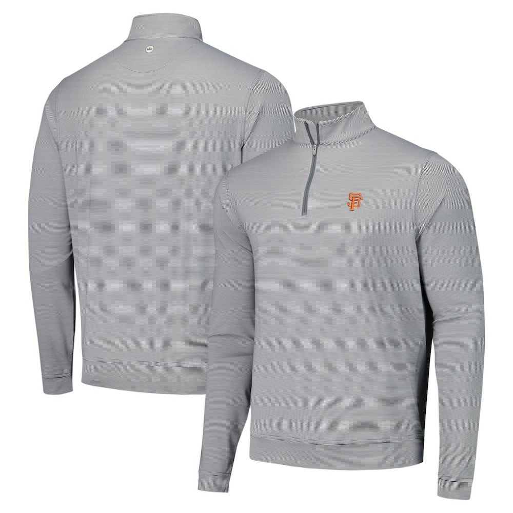 San Francisco Giants Peter Millar Perth Sugar Stripe Performance Quarter-Zip Top - Black - MLB Lifestyle