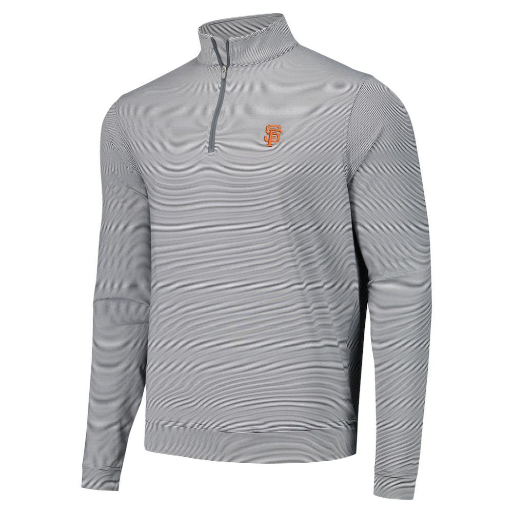 San Francisco Giants Peter Millar Perth Sugar Stripe Performance Quarter-Zip Top - Black - MLB Lifestyle