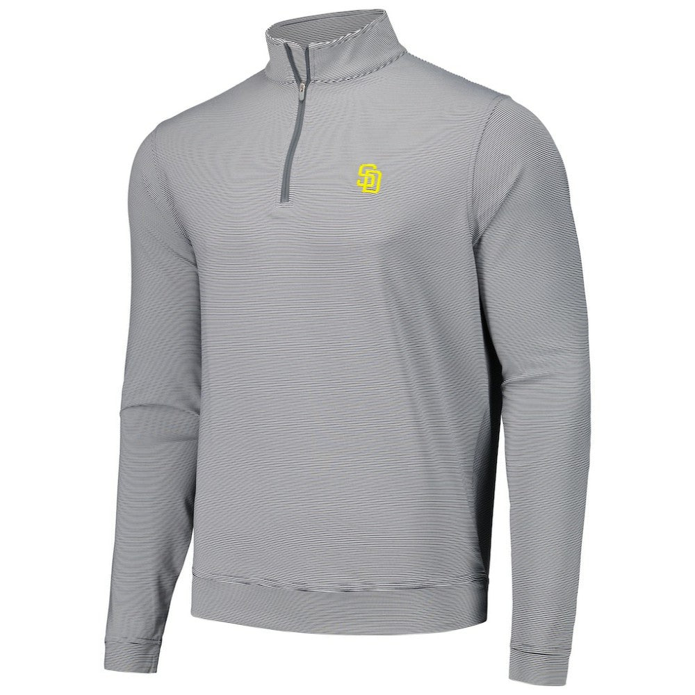 San Diego Padres Peter Millar Perth Sugar Stripe Performance Quarter-Zip Top - Black - MLB Discount