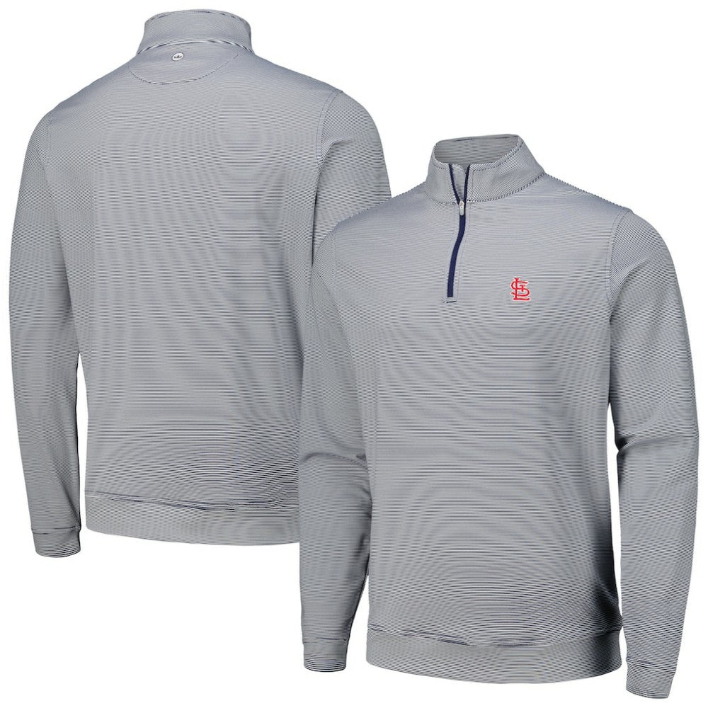 St. Louis Cardinals Peter Millar Perth Sugar Stripe Performance Quarter-Zip Top - Navy - MLB Sale