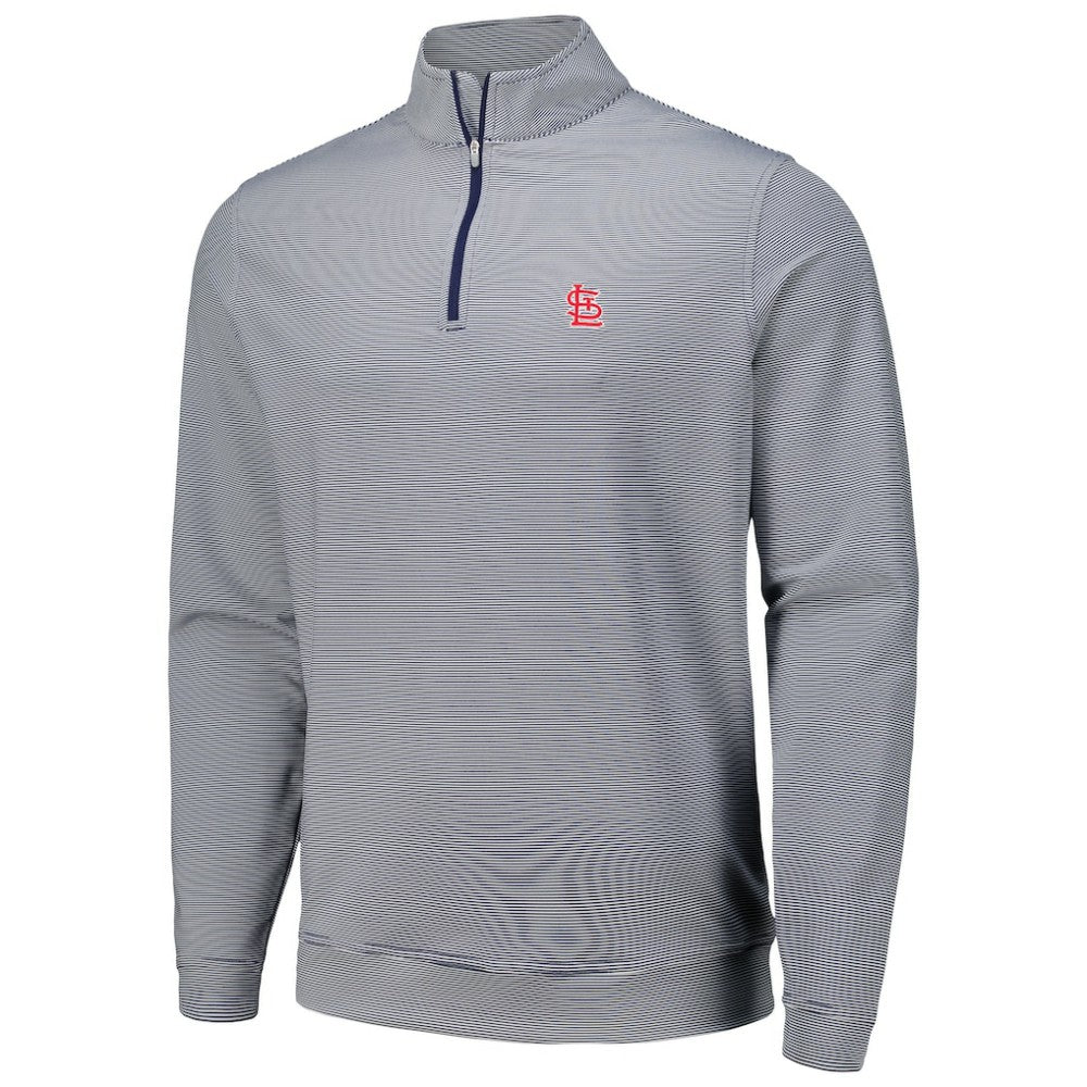 St. Louis Cardinals Peter Millar Perth Sugar Stripe Performance Quarter-Zip Top - Navy - MLB Sale