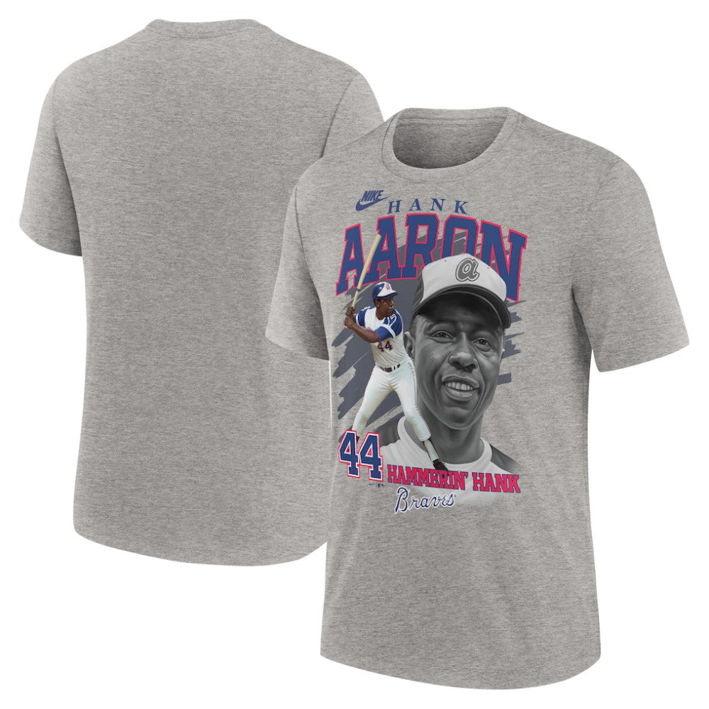 Hank Aaron Atlanta Braves Nike Cooperstown Collection Player Local T-Shirt - Heather Gray - Nike Online