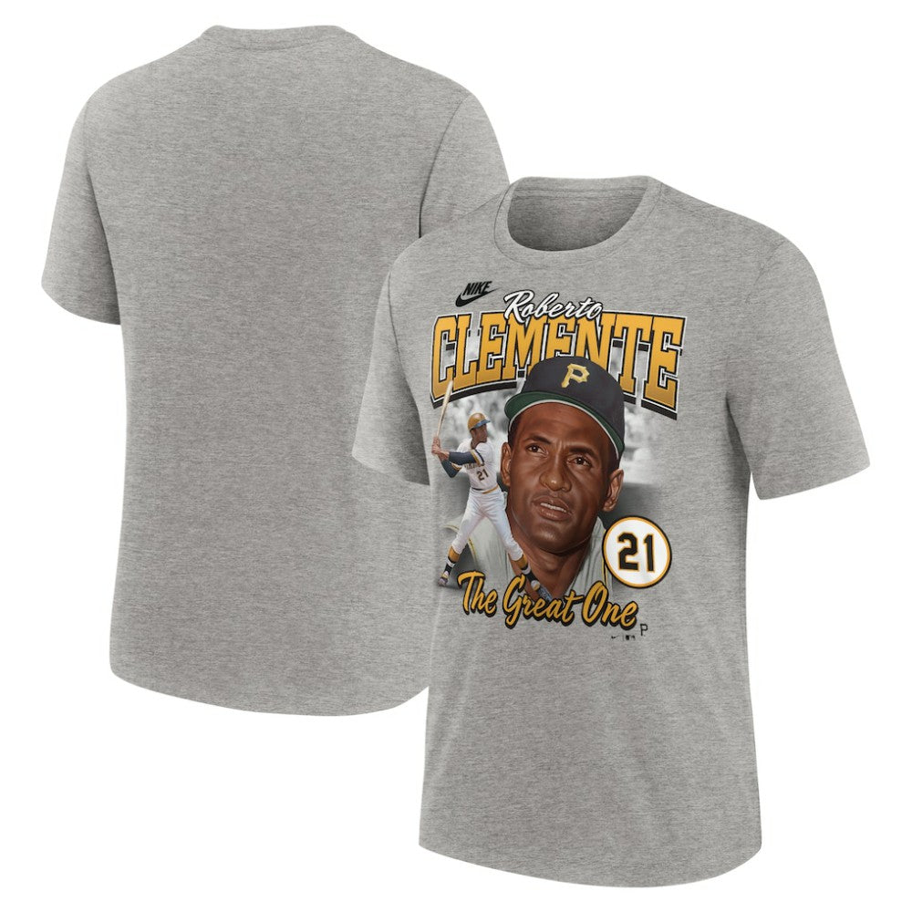 Roberto Clemente Pittsburgh Pirates Nike Cooperstown Collection Player Local T-Shirt - Heather Gray - Nike Sale