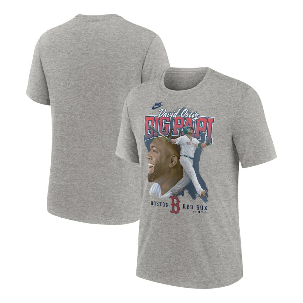 David Ortiz Boston Red Sox Nike Cooperstown Collection Player Local T-Shirt - Heather Gray - Nike Lifestyle