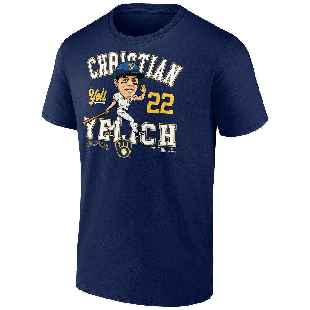Christian Yelich Milwaukee Brewers Fanatics Hometown Caricature T-Shirt - Navy - Fanatics on Sale