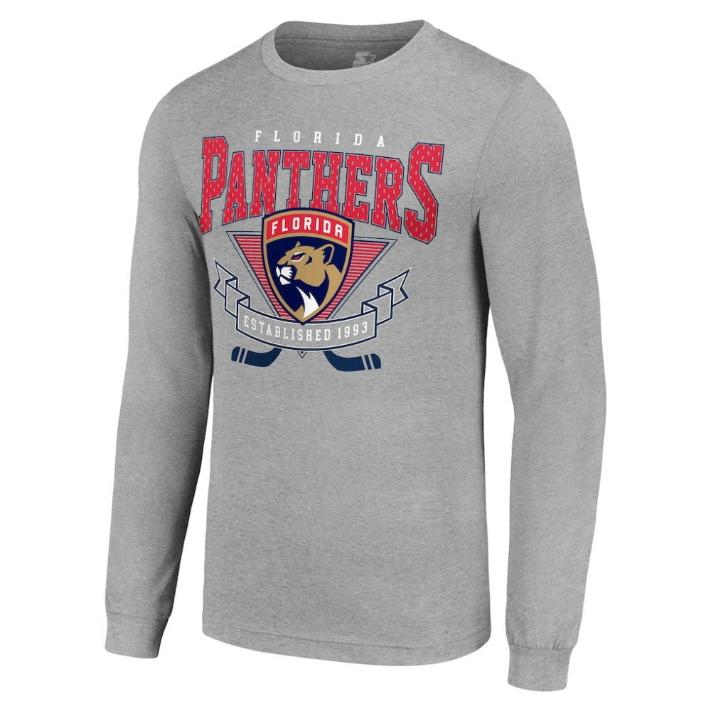 Florida Panthers Starter '80s Inspired Team Logo Long Sleeve T-Shirt - Heather Gray - NHL 201591833