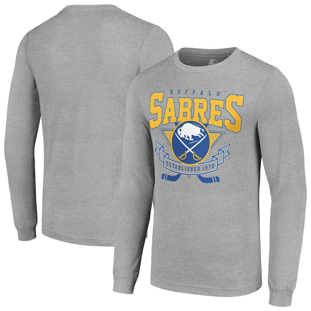 Buffalo Sabres Starter '80s Inspired Team Logo Long Sleeve T-Shirt - Heather Gray - NHL 201591838