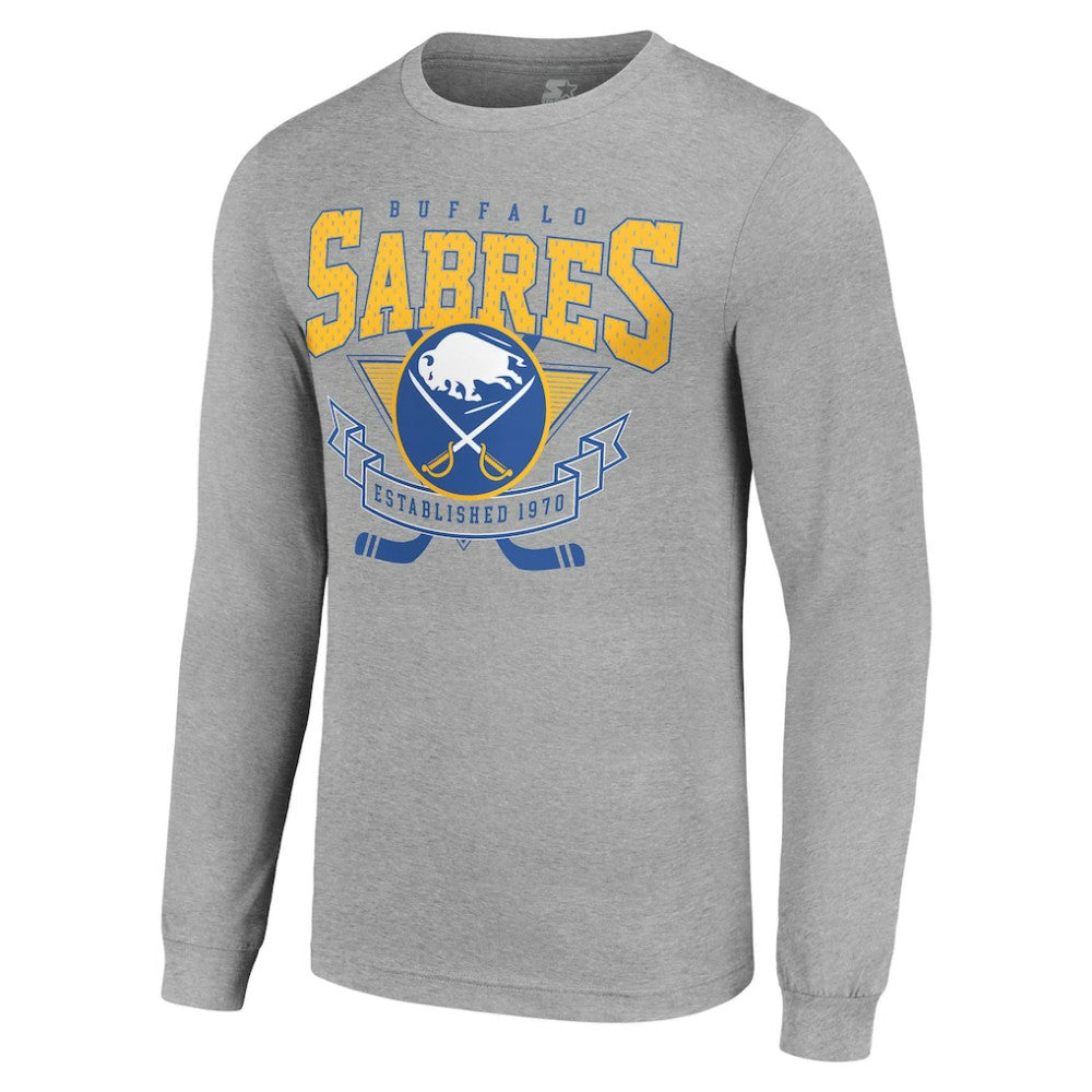 Buffalo Sabres Starter '80s Inspired Team Logo Long Sleeve T-Shirt - Heather Gray - NHL 201591838