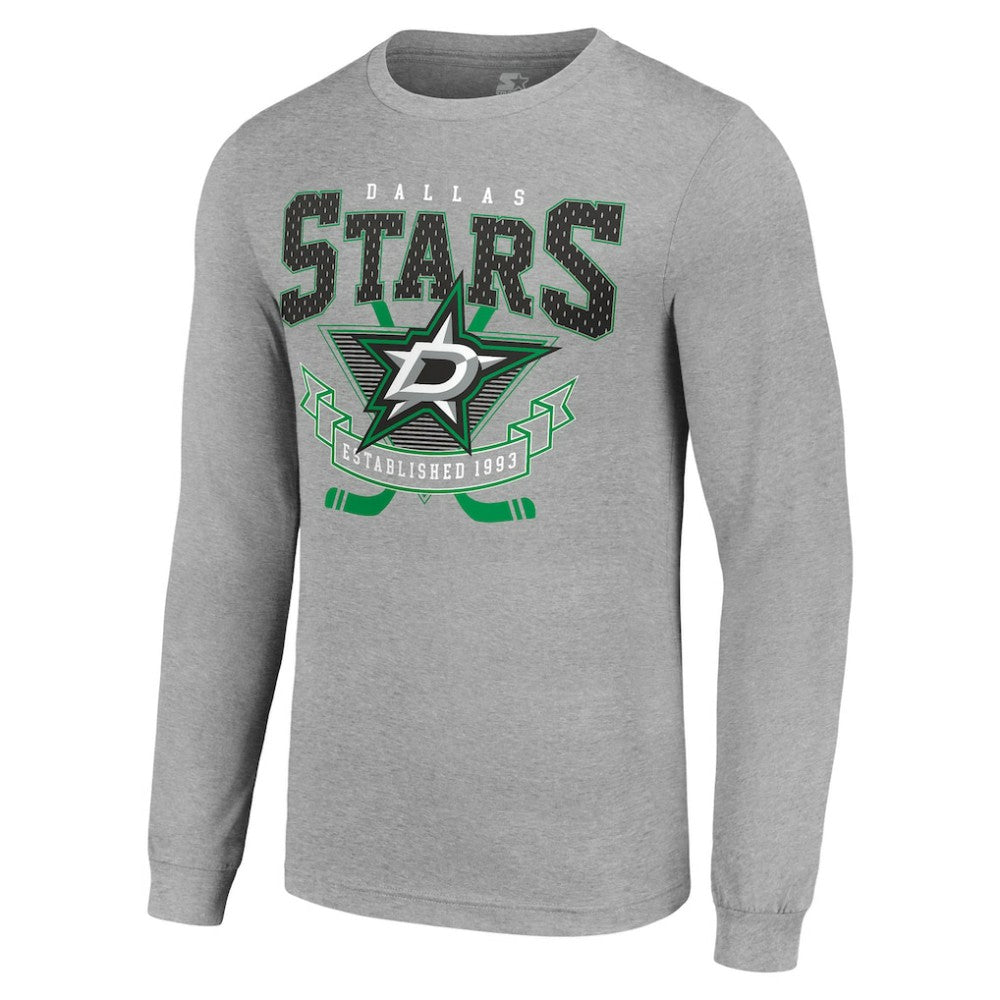 Dallas Stars Starter '80s Inspired Team Logo Long Sleeve T-Shirt - Heather Gray - NHL 201591844