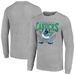 Vancouver Canucks Starter '80s Inspired Team Logo Long Sleeve T-Shirt - Heather Gray - NHL 201591849
