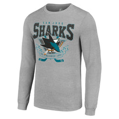 San Jose Sharks Starter '80s Inspired Team Logo Long Sleeve T-Shirt - Heather Gray - NHL 201591857