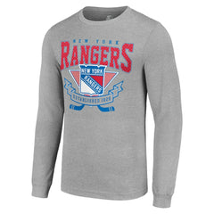 New York Rangers Starter '80s Inspired Team Logo Long Sleeve T-Shirt - Heather Gray - NHL 201591861