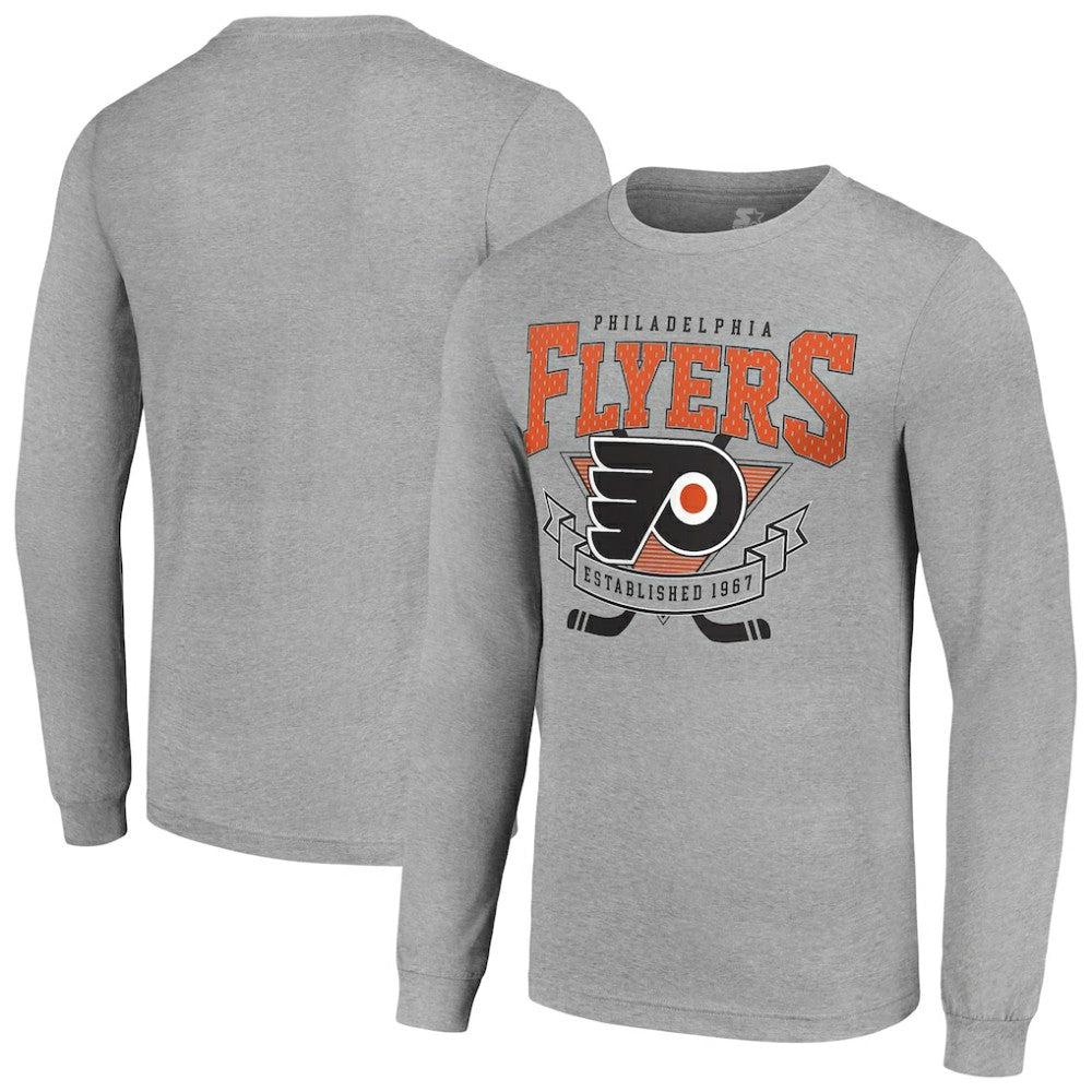 Philadelphia Flyers Starter '80s Inspired Team Logo Long Sleeve T-Shirt - Heather Gray - NHL 201591865