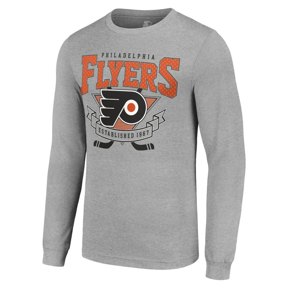 Philadelphia Flyers Starter '80s Inspired Team Logo Long Sleeve T-Shirt - Heather Gray - NHL 201591865