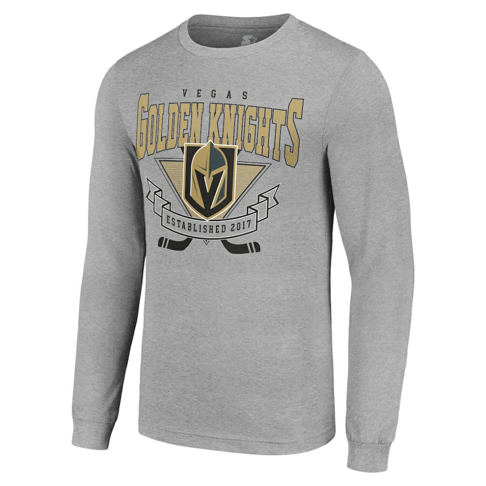 Vegas Golden Knights Starter '80s Inspired Team Logo Long Sleeve T-Shirt - Heather Gray - NHL 201591868