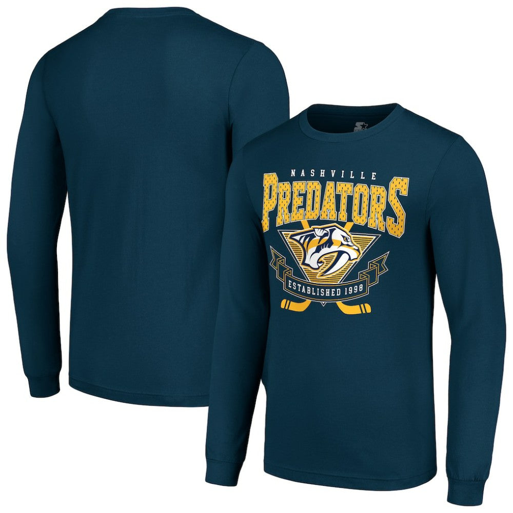 Nashville Predators Starter Team Logo Graphic Long Sleeve T-Shirt - Navy - NHL 201591876