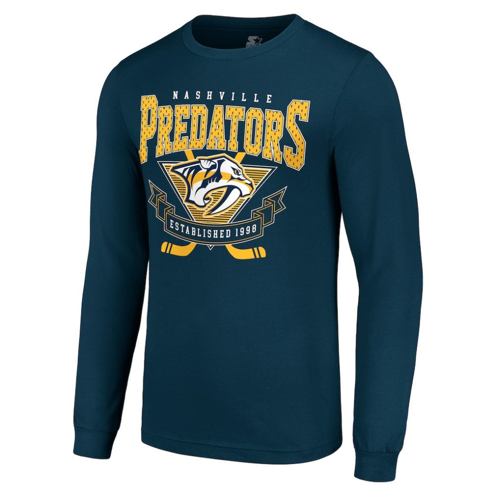 Nashville Predators Starter Team Logo Graphic Long Sleeve T-Shirt - Navy - NHL 201591876