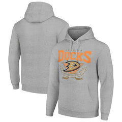 Anaheim Ducks Starter Team Logo Graphic Fleece Tri-Blend Pullover Hoodie - Heather Gray - NHL 201591932